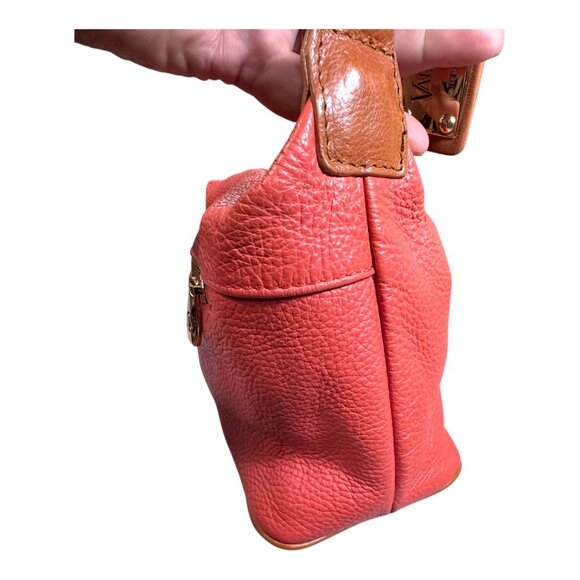 Valentina Italia Coral Peach Pink Leather Shoulder Bag With Adjustable Strap SEE - Picture 13 of 16